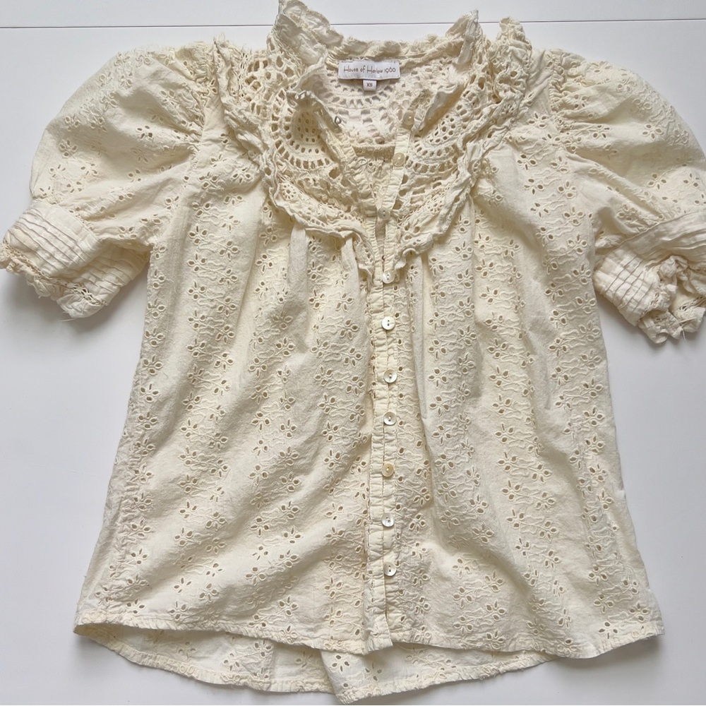 House of Harlow Cream Lace Top